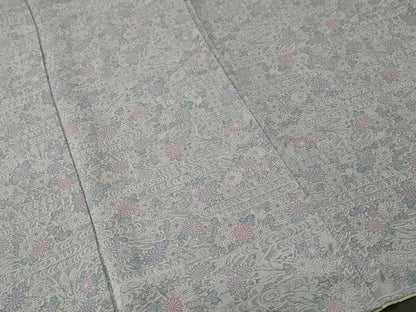 平和屋着物■上質な小紋　流水枝菊文　鬼しぼ縮緬　正絹　逸品　CABJ3349ev