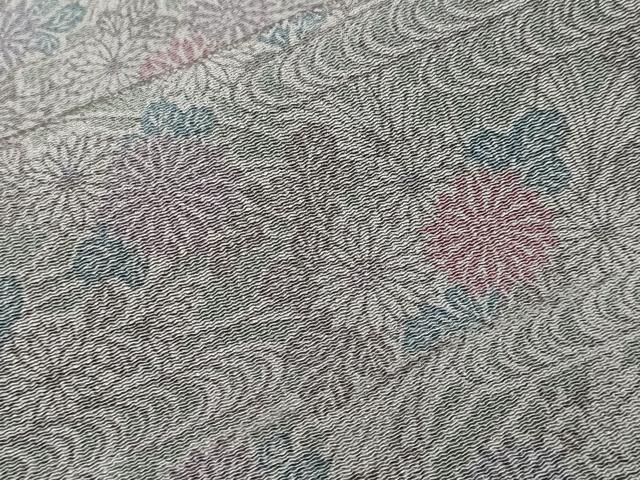 平和屋着物■上質な小紋　流水枝菊文　鬼しぼ縮緬　正絹　逸品　CABJ3349ev