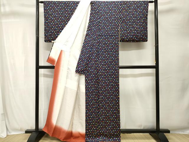 平和屋着物■上質な小紋　絞り　鹿の子文　正絹　逸品　CABJ3356ev
