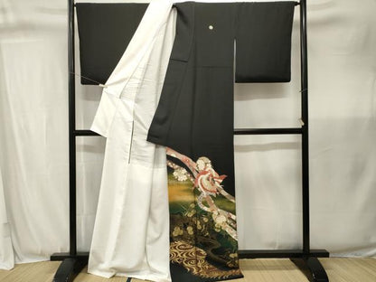 平和屋着物■豪華黒留袖　泰常　寿光織　鳳凰鬘帯花丸文　暈し染め　正絹　逸品　CABJ3359ev