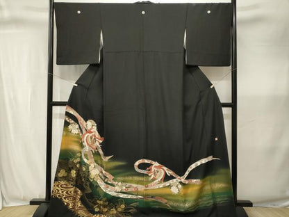 平和屋着物■豪華黒留袖　泰常　寿光織　鳳凰鬘帯花丸文　暈し染め　正絹　逸品　CABJ3359ev