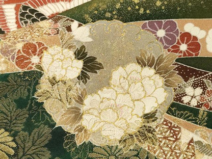 平和屋着物■豪華黒留袖　泰常　寿光織　鳳凰鬘帯花丸文　暈し染め　正絹　逸品　CABJ3359ev