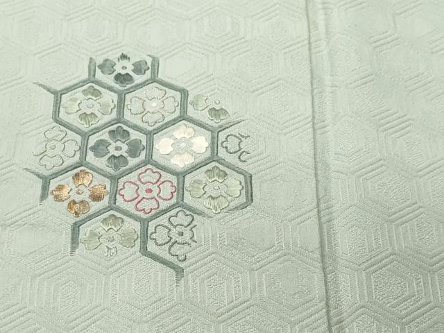 平和屋着物■訪問着　総刺繍　亀甲花繋ぎ文　正絹　逸品　CABJ3362ev
