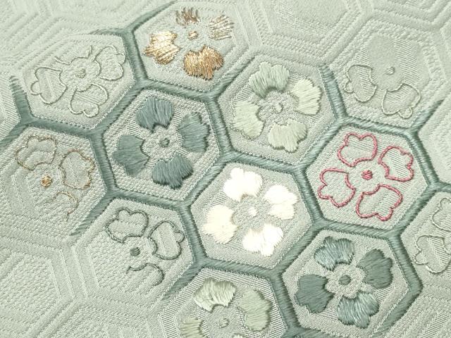 平和屋着物■訪問着　総刺繍　亀甲花繋ぎ文　正絹　逸品　CABJ3362ev
