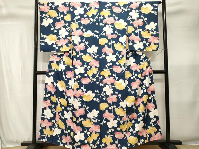 平和屋着物■上質な小紋　枝梅文　正絹　逸品　CABJ3364ev