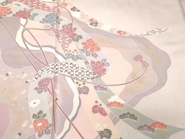 平和屋着物■訪問着　鬘帯道長花文　暈し染め　金彩　正絹　逸品　CABJ3366ev