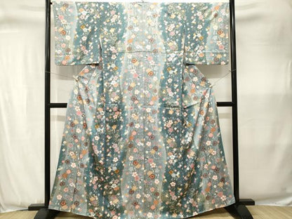 平和屋着物■上質な小紋　枝桜間道　金彩　正絹　逸品　CABJ3369ev