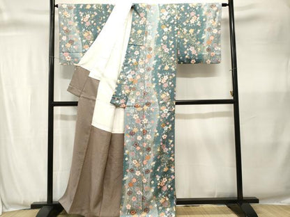 平和屋着物■上質な小紋　枝桜間道　金彩　正絹　逸品　CABJ3369ev