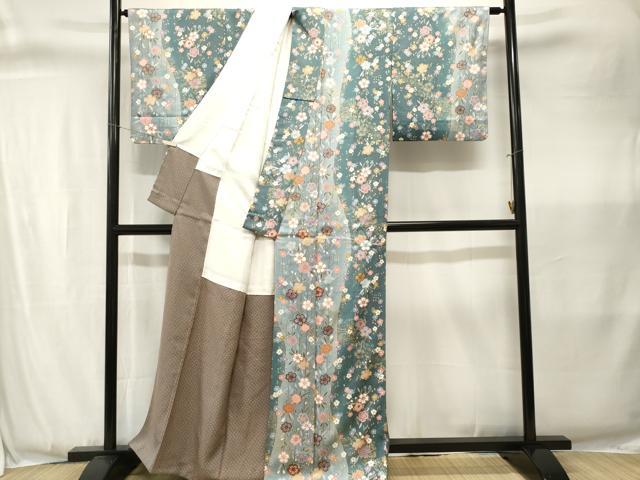 平和屋着物■上質な小紋　枝桜間道　金彩　正絹　逸品　CABJ3369ev