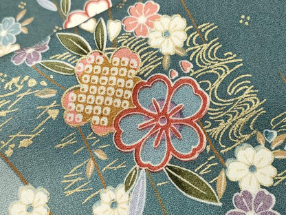 平和屋着物■上質な小紋　枝桜間道　金彩　正絹　逸品　CABJ3369ev