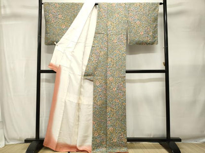 平和屋着物■上質な小紋　草花文　正絹　逸品　CABJ3370ev