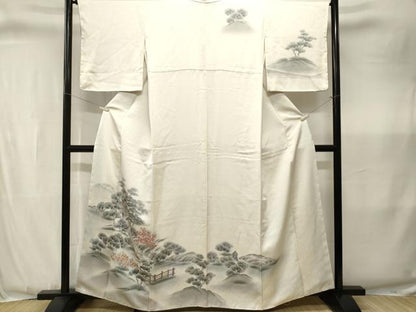 平和屋着物■訪問着　手描き　風景文　暈し染め　正絹　逸品　CABJ3372ev