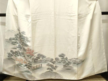 平和屋着物■訪問着　手描き　風景文　暈し染め　正絹　逸品　CABJ3372ev