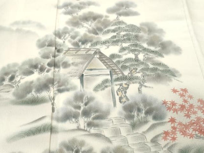 平和屋着物■訪問着　手描き　風景文　暈し染め　正絹　逸品　CABJ3372ev