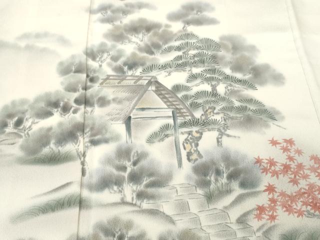 平和屋着物■訪問着　手描き　風景文　暈し染め　正絹　逸品　CABJ3372ev
