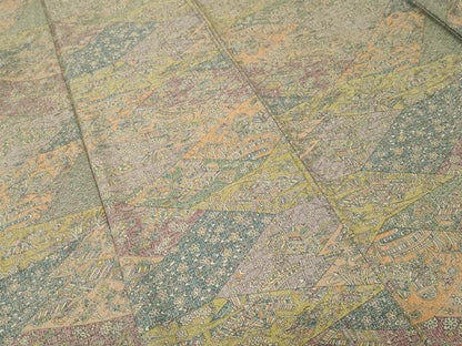平和屋着物■本場染大島紬　切嵌風景文　正絹　逸品　CABJ3373ev