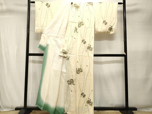 平和屋着物■上質な小紋　鼓草花文　金彩　正絹　逸品　CABJ3374ev