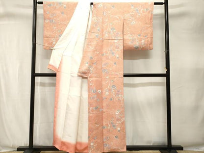 平和屋着物■上質な小紋　蔦の葉花蝶文　正絹　逸品　CABJ3376ev