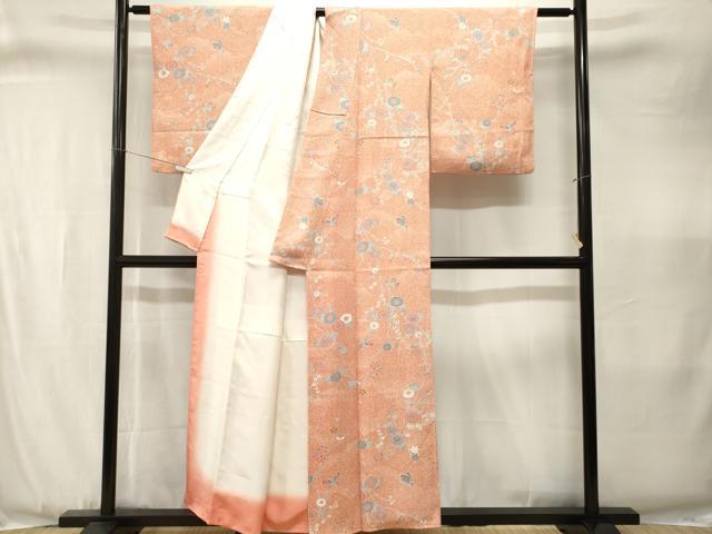 平和屋着物■上質な小紋　蔦の葉花蝶文　正絹　逸品　CABJ3376ev