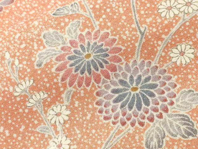 平和屋着物■上質な小紋　蔦の葉花蝶文　正絹　逸品　CABJ3376ev