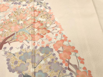 平和屋着物■訪問着　刺繍　枝梅文　金彩　正絹　逸品　CABJ3377ev