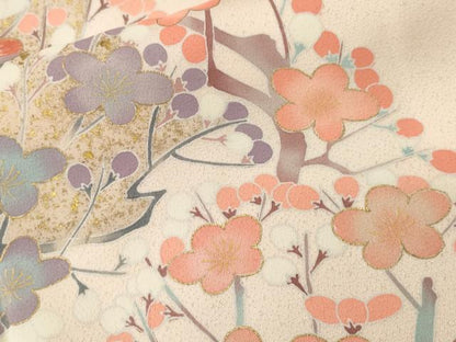 平和屋着物■訪問着　刺繍　枝梅文　金彩　正絹　逸品　CABJ3377ev