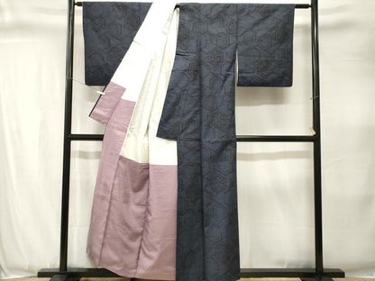 平和屋着物■結城紬　80亀甲　亀甲吉祥文　正絹　逸品　CABJ3379ev