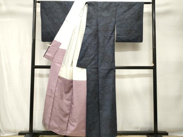 平和屋着物■結城紬　80亀甲　亀甲吉祥文　正絹　逸品　CABJ3379ev