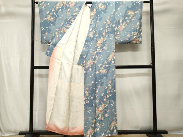 平和屋着物■上質な小紋　扇面枝花文　金彩正絹　逸品　CABJ3380ev