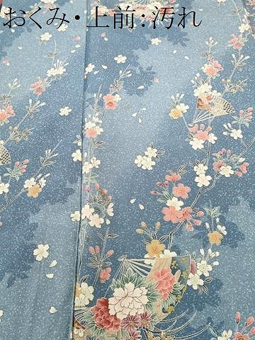 平和屋着物■上質な小紋　扇面枝花文　金彩正絹　逸品　CABJ3380ev