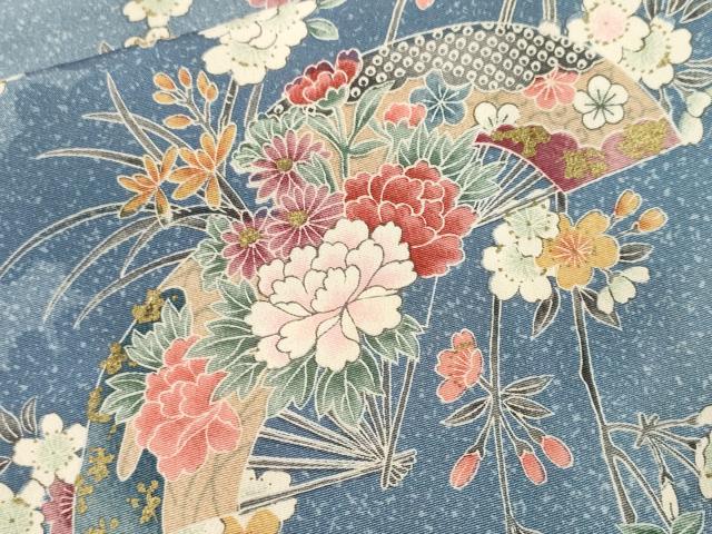平和屋着物■上質な小紋　扇面枝花文　金彩正絹　逸品　CABJ3380ev