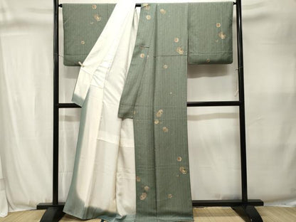 平和屋着物■上質な小紋　雪輪重ね花文　金彩　正絹　逸品　CABJ3383ev