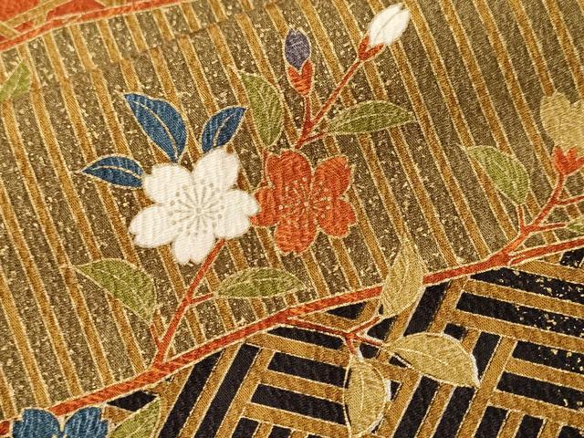 平和屋着物■日本のきもの研究家　三田村環　小紋　吉祥枝花文　金彩　正絹　逸品　CABJ3384ev