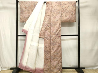平和屋着物■上質な小紋　ふくれ織　飛鳥　切嵌宝尽し花蝶文　正絹　逸品　CABJ3385ev