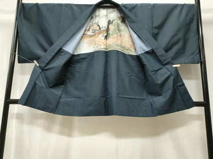 平和屋着物■男性　紬　アンサンブル　霞文　正絹　逸品　CABJ3386ev