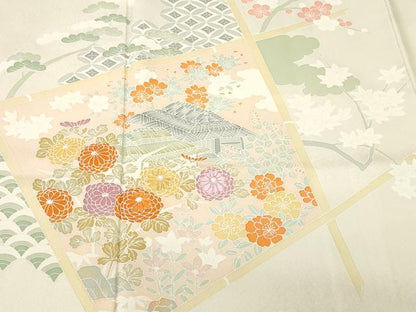 平和屋着物■訪問着　刺繍　風景文　正絹　逸品　CABJ3390ev