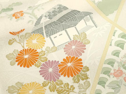 平和屋着物■訪問着　刺繍　風景文　正絹　逸品　CABJ3390ev