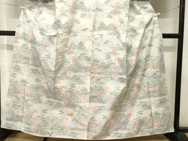 平和屋着物■訪問着　紬地　風景文　正絹　逸品　CABJ3392ev