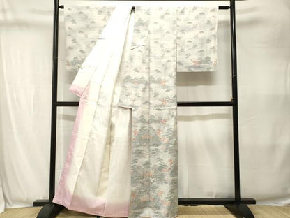 平和屋着物■訪問着　紬地　風景文　正絹　逸品　CABJ3392ev