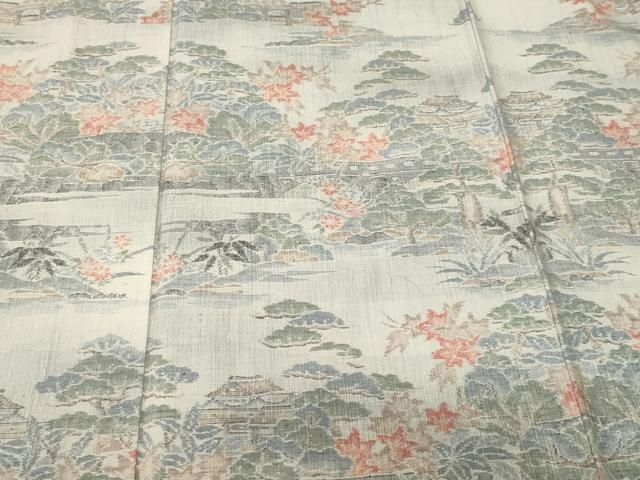 平和屋着物■訪問着　紬地　風景文　正絹　逸品　CABJ3392ev