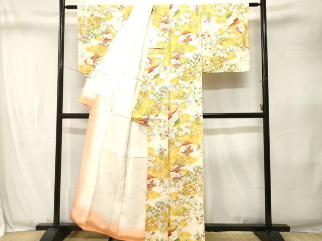 平和屋着物■上質な小紋　破れ色紙草花文　金彩　正絹　逸品　CABJ3393ev