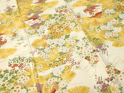 平和屋着物■上質な小紋　破れ色紙草花文　金彩　正絹　逸品　CABJ3393ev