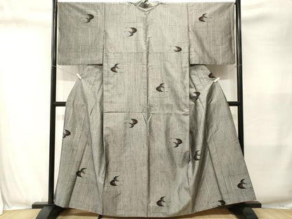 平和屋着物■上質な紬　飛鶴文　正絹　逸品　CABJ3395ev