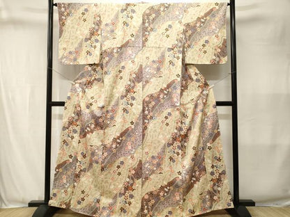 平和屋着物■上質な小紋　道長枝梅文　金彩　正絹　逸品　CABJ3398ev