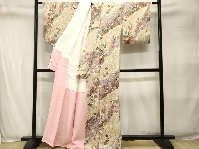 平和屋着物■上質な小紋　道長枝梅文　金彩　正絹　逸品　CABJ3398ev