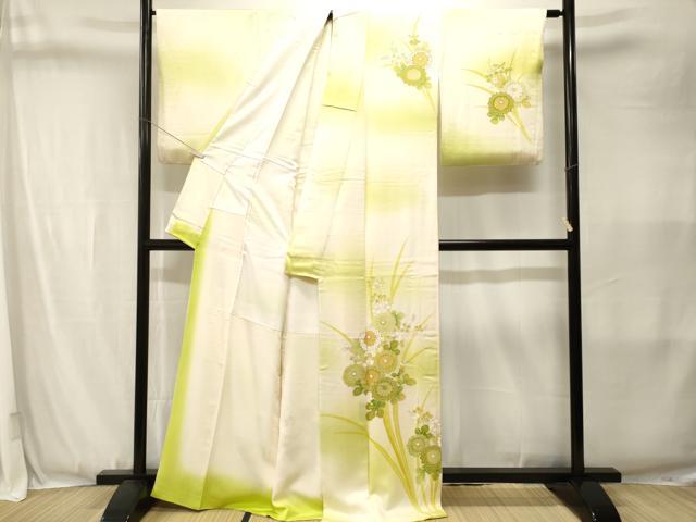 平和屋着物■訪問着　枝菊文　暈し染め　金彩　正絹　逸品　CABJ3399ev