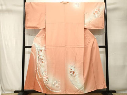 平和屋着物■訪問着　亀甲草花文　几帳花文　暈し染め　金彩　反端付き　正絹　逸品　CABJ3400ev