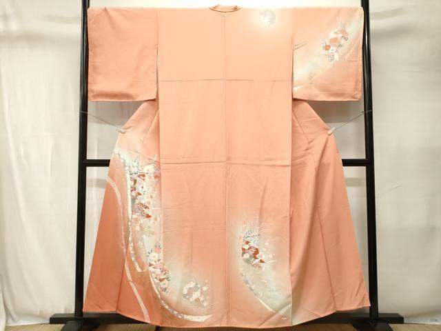 平和屋着物■訪問着　亀甲草花文　几帳花文　暈し染め　金彩　反端付き　正絹　逸品　CABJ3400ev