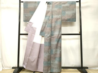 平和屋着物■泥きりとり紬　霞文　反端付き　正絹　逸品　CABJ3401ev