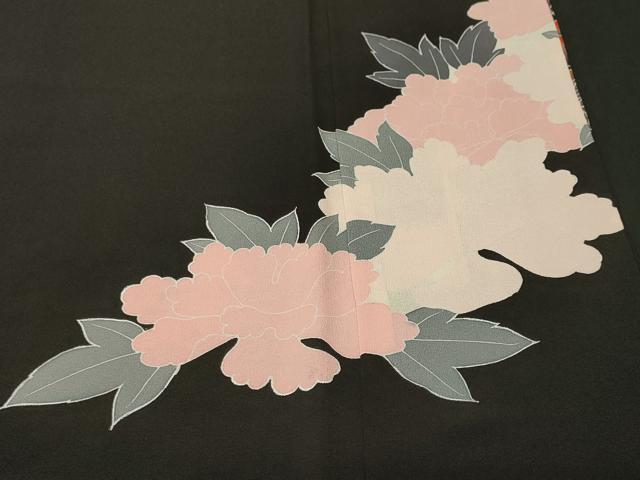 平和屋着物■豪華黒留袖　刺繍　草花文　暈し染め　金彩　正絹　逸品　CABJ3405ev